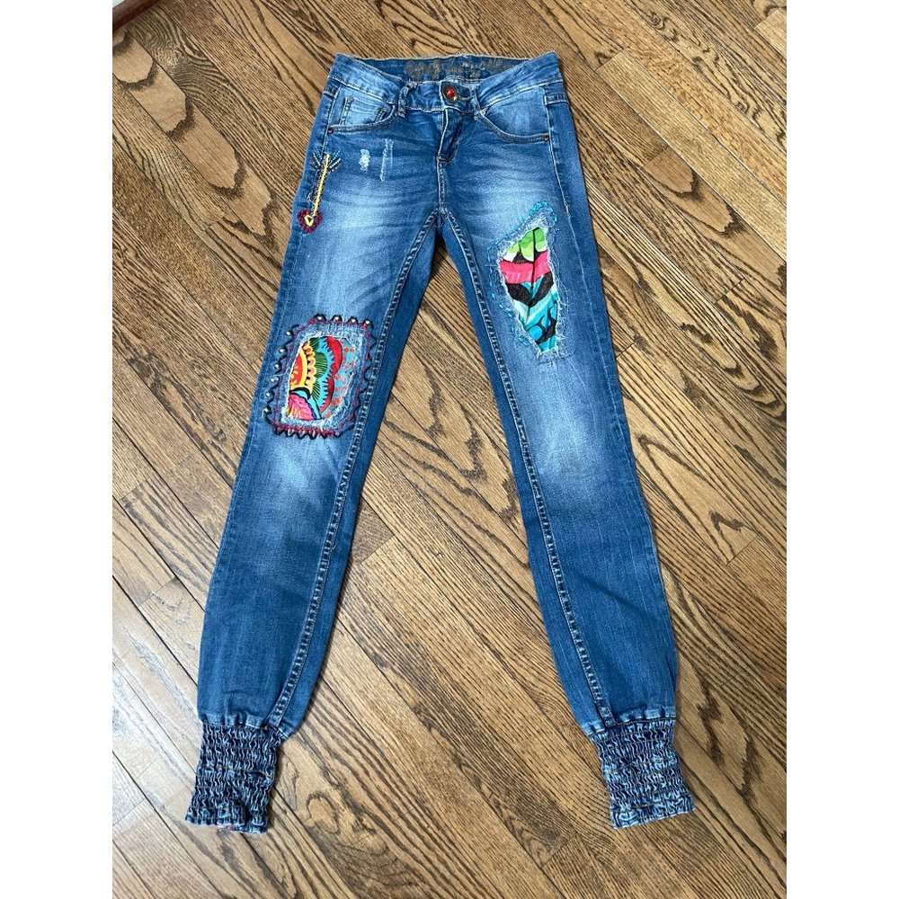 DESIGUAL Africa Arrow Rep Patchwork Jean Joggers - Picture 3 of 6